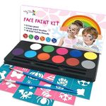 Maydear Face Painting Kit for Kids with 12 Colors Safe and Non-Toxic Large Water Based Face Paint (Matte)