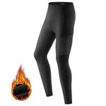 ROCKBROS Winter Men's Cycling Bike Pants Padded Fleece Lined Cycling Tights with Pockets, Cold Weather Biking Bicycle Leggings Black