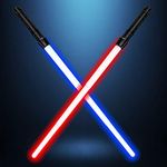 Light Up Saber with FX Sound, Light Sabers for Kids with Realistic Handle, Expandable Light Swords Set for Xmas Present, Galaxy War Fighters and Warriors, Halloween Dress Up Parties Costume