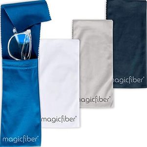 MagicFiber Glasses Case Soft (4-pack) - Sunglasses Pouch - Soft Glasses Pouch - Works as Glasses & Eyeglass Cleaner