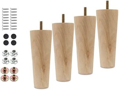Seimneire 4pcs 6 Inch Wood Furniture Legs, Straight Conical Solid Wood Sofa Legs, Mid-Century Style Furniture Feet for Sofa Cabinet Table Cupboard Couch Ottoman Home DIY Projects
