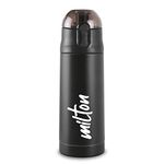 Milton New Crown 600 Thermosteel Hot or Cold Water Bottle, 500 ml, Black