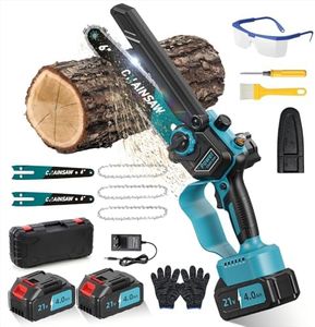 Mini Chainsaw, 8000mAh Brushless Mini Chainsaw Cordless Compatible with Makita Batteries, Automatic Lubricator 1000W Battery Chainsaws, 6 Inch Small Electric Chain Saw with 3 Chains for Cut Wood Tree