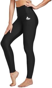 FitsT4 Women's Swimming Leggings High Waisted Swim Pants Full Length Swimming Tights Sun Protective Black M