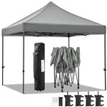 Yaheetech 3x3M Heavy Duty Pop Up Gazebo, Waterproof Commercial Shelter Tent, 500D Oxford, Steel Frame, with Wheeled Bag, 4 Weight Bags, Stakes & Ropes for Outdoor, Camping, Garden, Party, Light Grey