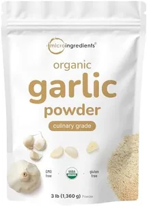 Organic Garlic Powder, 3lbs | Premium Source from Harvested Raw Allium Sativum Bulb |Culinary Grade | Great for Seasonings, Meats & Vegetables | Additive Free, Non-GMO, Bulk Supply