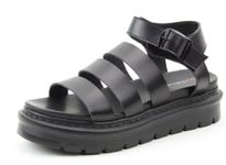 Heavenly Feet Saffron Black Synthetic Leather Womens Sandals Standard Fit 6