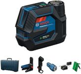 BOSCH GCL165-82CGL 12V Max Connected Green-Beam Cross-Line Laser with Plumb Points, Bluetooth, IP65 Durability, 125 Ft Range, VisiMax Technology, Includes 12V Battery & Charger and Magnetic Mount