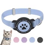 Airtag Cat Collar, Stretchy Kitten Collar with Apple Air Tag Holder, Lightweight and Comfortable, Ultra Elastic GPS Cat Collars for Cats Kittens and Puppies[Blue]