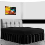 GC GAVENO CAVAILIA Easy Care Single Valance Sheet Frilly Bedding - Polycotton Plain Dyed Bedsheet - Breathable Non Iron Percale Sheets - Black