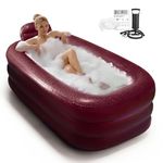 Nevife Inflatable Bathtub for Women – Portable Freestanding Blow Up Tub with Smooth PVC, Comfort Floor & Headrest – Perfect for Ice Baths, Spa Nights, Camping – Includes Hand Pump, XL Red