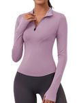 Rapbin Women's Gym Tops Ladies Sports T-Shirt, Workout Yoga Tops for Women, Basic Long Sleeve Tee Shirts, Summer Quick Dry Fitness Gym Top Slim Activewear for Running Gym Exercise Purple S