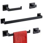 TURS Bathroom Towel Bar Set Black 5-Pieces Bathroom Hardware Set Include 23.6 Inch Towel Bar Hand Towel Holder Toilet Paper Holder and 2 Robe Hooks, SUS304 Stainless Steel Bathroom Holder Set