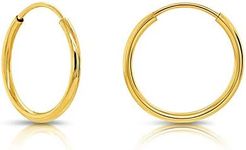 10k Yellow Gold Shiny Endless Round Hoop Earrings