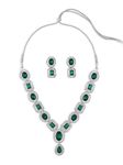 ZAVERI PEARLS Green Stones & Dazzling Austrian Diamonds Embellished Necklace & Earring Set For Women-ZPFK17196