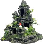 GOLOMOZ Aquarium Decorations Large and Tall Large Aquarium Decorations for Fish Tank Decorations Fish Tank Ornaments Mountain View Stone Ornament Tree Rock Cave Artificial Fish Tank Ornament