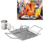 Yahpetea Stainless Steel Beer Can Chicken Roaster Stand, Barbecue Rack for The Grill, Camping Cooking Pot, Camping Stove with Stainless Steel Burner, Cooking Pot for Campfire, Burning Tray