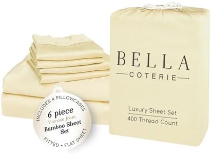 Bella Coterie 6 Piece Luxury Bamboo Viscose Split Top King Size Sheet Set | 34" Split for Adjustable Beds | 100% Organically Grown| Cooling | 18” Deep Pocket | 4 Pillowcases [Lemonade]