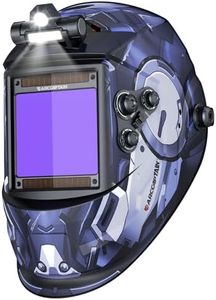 ARCCAPTAIN Large View 3.94" x 3.66" True Color Auto Darkening Welding Helmet with Light, Solar Powered Welding Hood, 4 Arc Sensor Wide Shade 4/5-9/9-13 for Stick MIG TIG Cut, ST