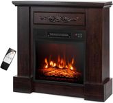 SIMOE 32" Electric Fireplace with Mantel,Package Freestanding Fireplace with Remote Control & Overheat Protection & Adjustable Flame,Indoor Fireplace Mantel for Living Room,Bedroom,Brown