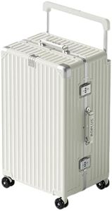 ROPLUS Aluminium Frame Checked-Luggage with Smooth Jelly Wheels, Hardside Zipperless Rolling Suitcase with TSA Lock (Pure White, 28-Inch)