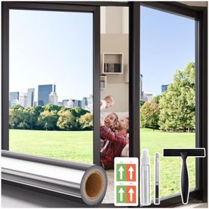 Coavas One Way Privacy Window Tint for Home, Daytime Reflective Mirror Glass Film See Out Not in, Heat & UV Blocking for Balcony/Living Room Large Windows with 3 Tools, 35.4 x 394Inch, Silver