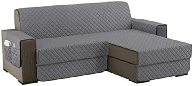 sevi's Housses de Canapé Dangle 200cm Gauche/Droit Universel Impermeable avec Accoudoirs, Réversible Protégé Canapes -Gris Clair