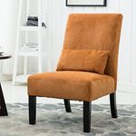 Roundhill Pisano Orange Fabric Armless Contemporary Accent Chair with Matching Kidney Pillow, Single, Orange Twin