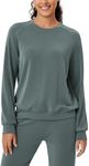 ODODOS Modal Soft Raglan Long Sleeves Sweatshirts for Women Oversized Crew Neck Pullover Tops, Slate Green, X-Small