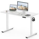 FLEXISPOT Electric Height Adjustable Standing Desk Sit Stand Desk Adjustable Desk Stand Up Desk with Memory Smart Pannel EF1 Series(120 * 60cm, White Frame+White Desktop)