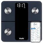 Vitafit Smart Bathroom Scale for Body Weight and Fat, Weighing Professional Since 2001, Digital Wireless Bathroom Scale for BMI Water Muscle Sync App, Fitness Equipment for People, 400lb, Black