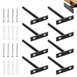 CYEER 8 Pcs Floating Shelf Brackets, 5 Inch Heavy Duty Hidden Shelf Brackets, 120MM Matte Black Wall Shelf Brackets with Mounting Screws for Wooden Foating Shelves