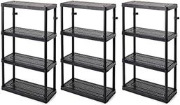 Gracious Living 4 Shelf Fixed Height Medium Duty Storage Unit 14 x 32 x 54.5 Organizer System for Home, Garage, Basement, & Laundry, Black (3 Pack)