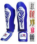 3X Sports Shin Guards Kickboxing Muay Thai, MMA Martial Arts kicking, BJJ Karate Boxing Taekwondo, Sparring Pads to Guard Leg Foot & Instep, Protective Equipment for Safe Support in Training