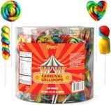 Carnival Lollipops Rainbow Twist, Swirls, and Round Lollipops Unicorn Party Favors - Individually Wrapped Rainbow Candy Suckers & Lollipops Great for Birthday Parties, Pinata, 50 Count