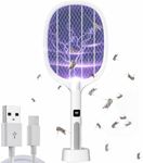 KOKOCCBD Electric Fly Swatter Zapper, USB Rechargeable Fly Swatter Electric Mosquito Swatter Killer, Fly Bug Zapper Racket with Base for Bugs with Trap LED UV for Indoor, Outdoor (USB Charging Base)