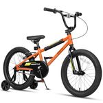 cubsala 18 Inch Little Kids Bike for 5 6 7 8 Years Old Boys Girls Youth BMX Style Bicycle with Training Wheels Coaster & Rear V Brake, Orange