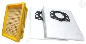 RODAK One HEPA Filter and Two Fleece Filter Bags Tear Resistant, Compatible with Karcher Vacuum Cleaner WD4, WD5, WD 6, Imported