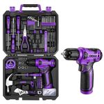 Tool Kit: DEKO Drill Set with Cordless Drill, Tool Kit Set Box, DIY Hand Tools for Men, Woman and Home, with 8V Electric Drills,126 Piece (Purple)