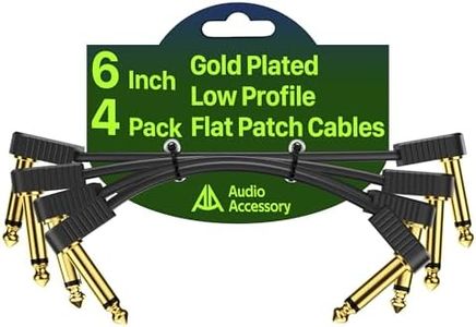 AA AUDIO ACCESSORY Kevlar-Reinforced Flat Ribbon Guitar Patch Cables 6 Inch 4-Pack, Gold-Plated Built-to-Last Noiseless Quad-Layer Shielded, Guitar Pedal Cables for BOSS MXR EBS Behringer Donner Pedal