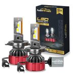 Audio Wheels H4-110W Car Led Headlight Bulbs, 16,000 Lumens Super Bright LED Headlight Conversion Kit for Cars 6000K Cool White Quick Installation Halogen Replacement, Pack of 2 (H4-110W)