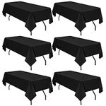 6Pack Black Polyester Tablecloths 60 x 126 Inch for 8ft Rectangle Tables Polyester Table Cover Stain and Wrinkle Resistant Washable Table Cloth for Wedding Reception Banquet Party