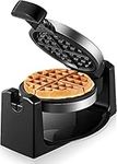 FOHERE Waffle Maker, 180° Rotating Waffle Iron with 5 Browning Control, 4-Slice Belgian Waffle Maker with PFOA Free Nonstick Coating and Removable Drip Tray, Easy to Clean