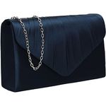 SwankySwans Chantel Womens Satin Party Prom Wedding Evening Clutch Bag Purse Navy