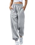 Vemubapis Women Drawstring Sweatpants High Waisted Joggers Cotton Athletic Pants with Pockets Grey S