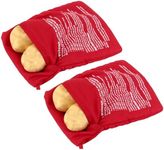 CoguZed 2 Pack Premium Microwave Potato Bags, Reusable Baked Potato Microwave Bag for Perfectly Cooked Potatoes, Red