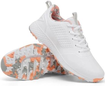 ULTIANT Women Golf Shoes Spikeless Waterproof Golf Sport Sneakers Size5-10(White_Pink,36.5)