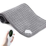 Heat Pad, Electric Heating Pad for Pain Relief, 6 Temperature Settings and 9 Timing Settings with LCD Display, Heat Blanket with Auto Shut Off and Machine Washable, 12" x24 (30x60cm, Grey)