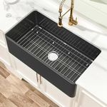 Miuara Black Farmhouse Sink 33 Inch - Large Farm Sink Matte Black 33"x18",9" Deep Fireclay Apron Sink,Farmer Barn Sink Reversible,Undermount Kitchen Sink Single Bowl, with 2 Accessories, for Kitchen