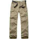 linlon Hiking Pants for Men, Outdoor Lightweight Quick Dry Fishing Pants Casual Cargo Pants with 8 Pockets,Khaki,42